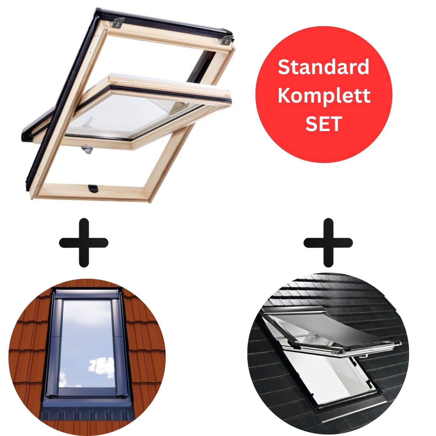 HOME4U Dachfenster Komplett-Set Holz 2-fach 114/140-H4USET114140HZAR