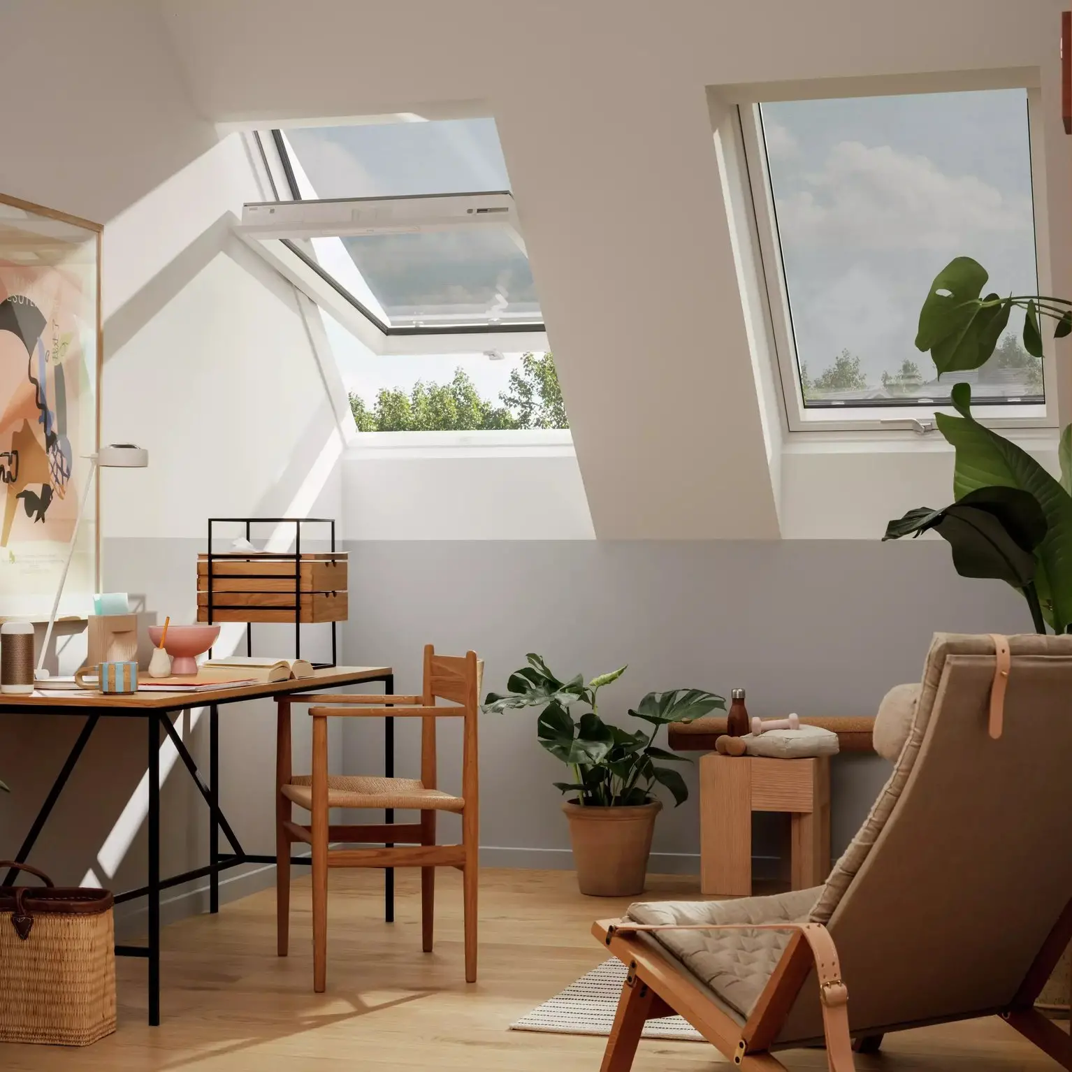 VELUX Standard Hitzeschutz-Markise-MHL1005060M Fenster, Gebäude, Dachfenster, Pflanze, Fußboden