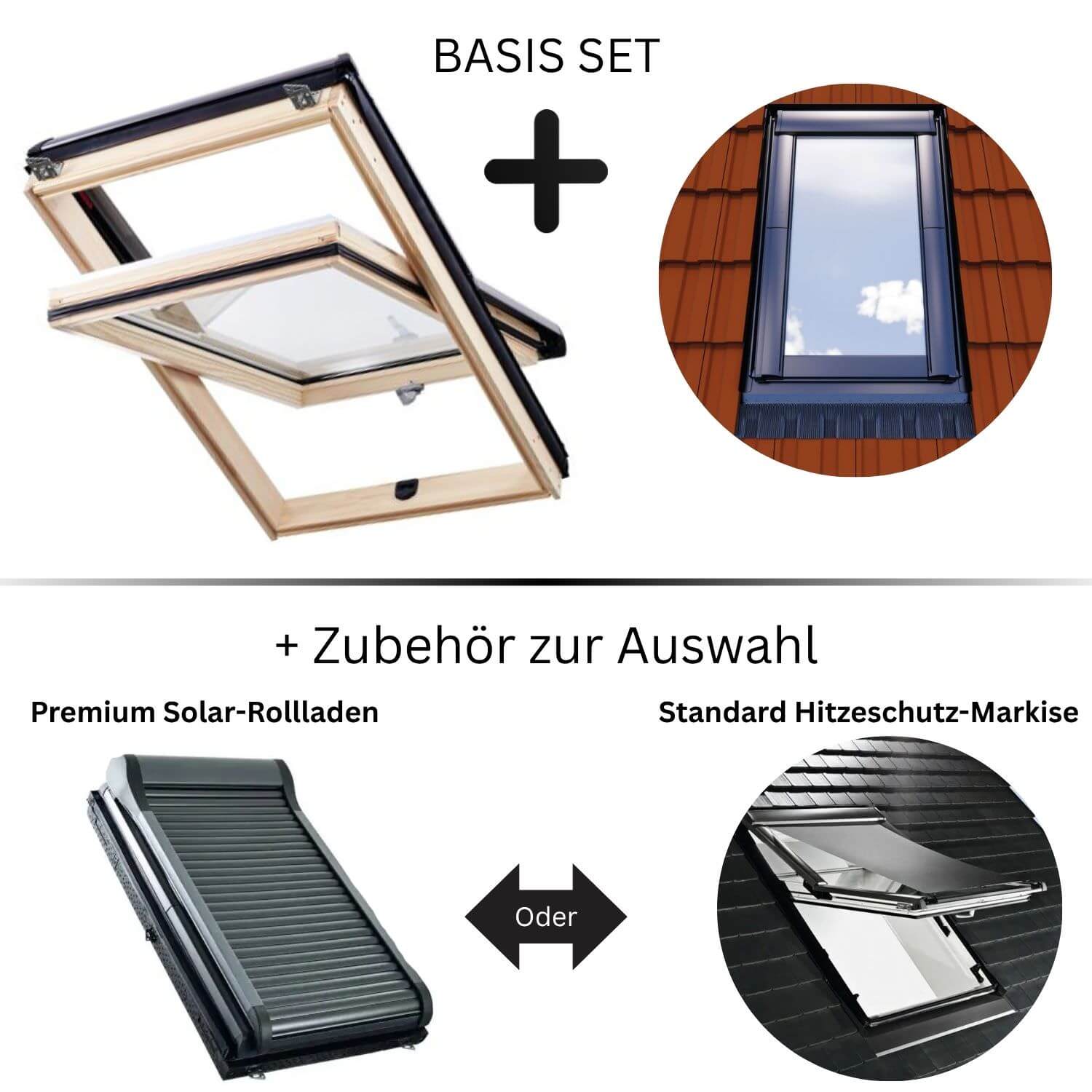 HOME4U Dachfenster Komplett-Set Holz (inkl. Eindeckrahmen od. Sonnenschutz)-H4U-SET-Holz